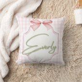 Coussin Personnalisé Everly Baby Girl Nursery Bow&En vichy (Couverture)