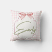 Coussin Personnalisé Everly Baby Girl Nursery Bow&En vichy (Recto)