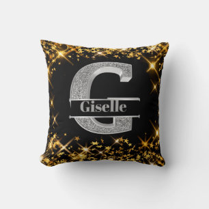 Coussin Personnalisé G Premier Monogramme Argent Votre Nom