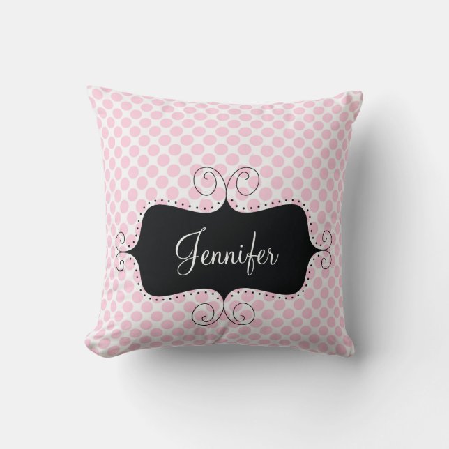 Coussin personnalisé Girly chic de pois rose (Recto)