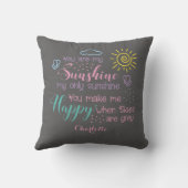 Coussin Personnalisé Grey You Are My Sunshine (Verso)