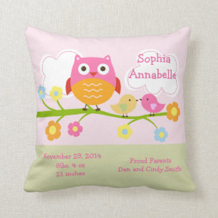 Coussin personnalisé "Inséparables & hibou avec po