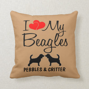 Coussin Personnalisé J'aime mes Beagles