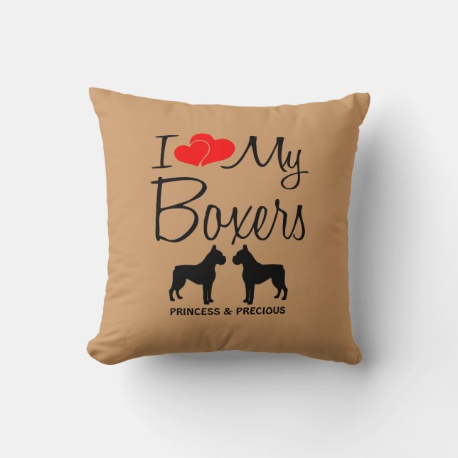 Coussin Personnalisé J'Aime Mes Deux Boxes (Recto)