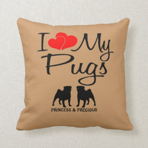 Coussin Personnalisé J'Aime Mes Deux Carlins
