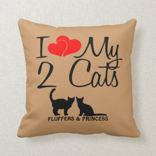 Coussin Personnalisé J'Aime Mes Deux Chats