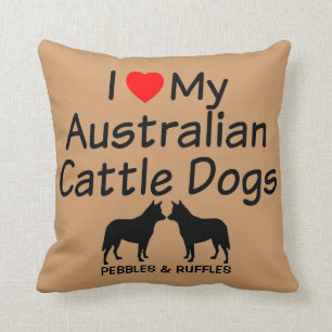 Coussin Personnalisé J'Aime Mes Deux Chiens De Bétail Aust