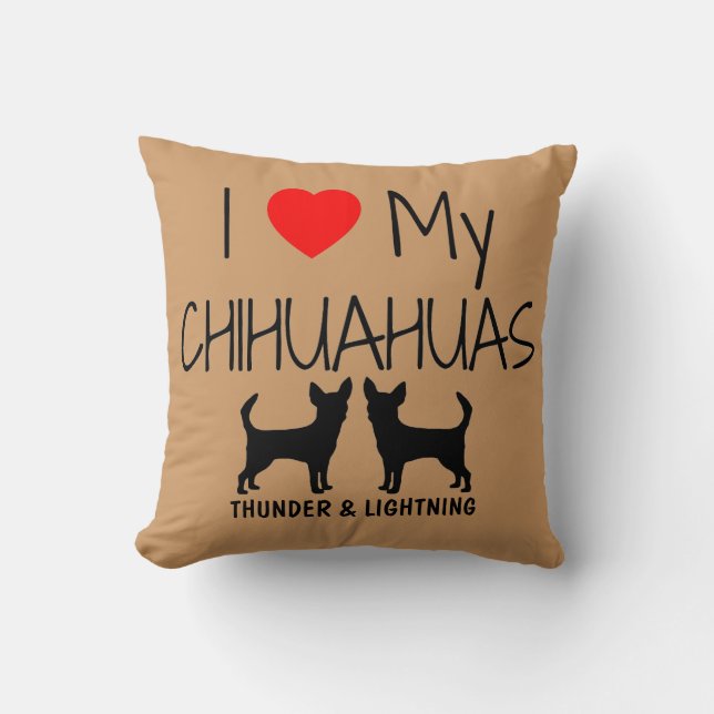 Coussin Personnalisé J'Aime Mes Deux Chihuahuas (Recto)