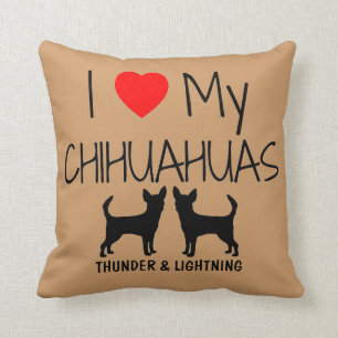 Coussin Personnalisé J'Aime Mes Deux Chihuahuas