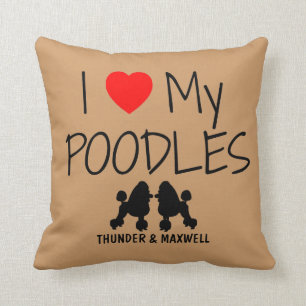 Coussin Personnalisé J'Aime Mes Deux Poodles