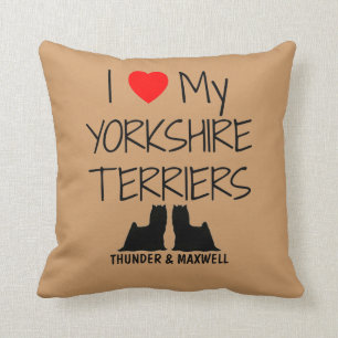 Coussin Personnalisé J'Aime Mes Deux Yorkshire Terriers