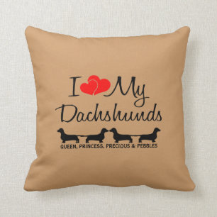Coussin Personnalisé J'Aime Mes Quatre Dachshunds