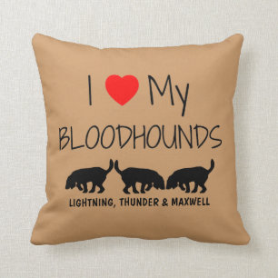 Coussin Personnalisé J'Aime Mes Trois Bloodhounds
