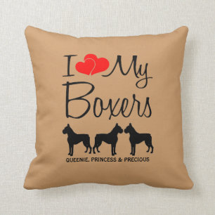 Coussin Personnalisé J'Aime Mes Trois Boxes