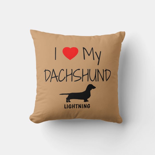 Coussin Personnalisé J'Aime Mes Trois Dachshund (Recto)