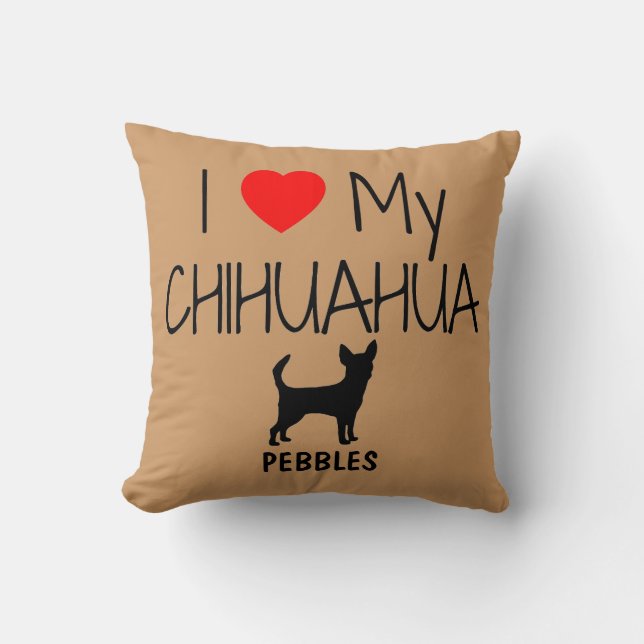 Coussin Personnalisé J'Aime Mon Chihuahua (Recto)