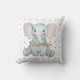 Coussin Personnalisé joli éléphant pois enfants crèche ble