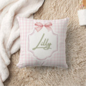 Coussin Personnalisé Lilly Baby Girl Nursery Bow&En vichy (Couverture)