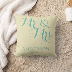 Coussin Personnalisé M. et Mme Mariage ou cadeau d'anniver