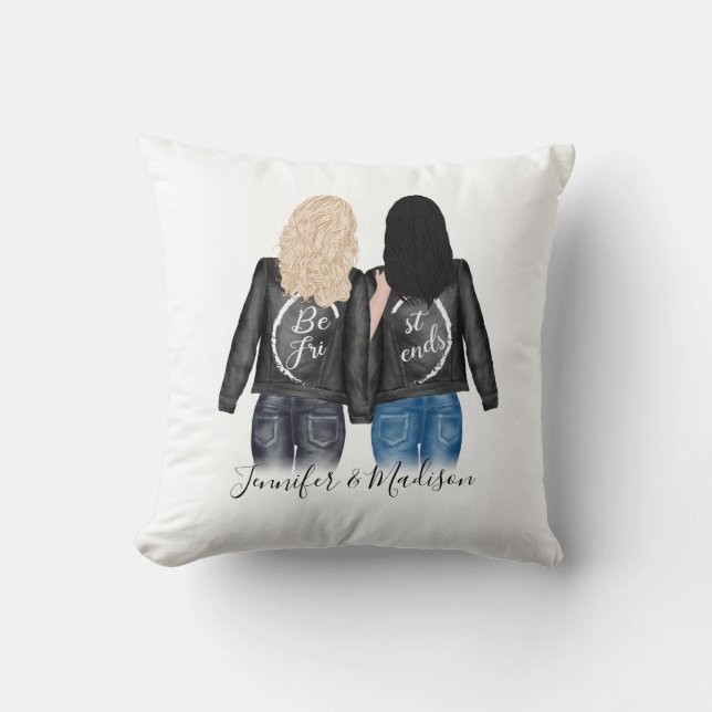 Coussin Personnalisé Meilleurs Amis Style cheveux BFF Beso (Recto)