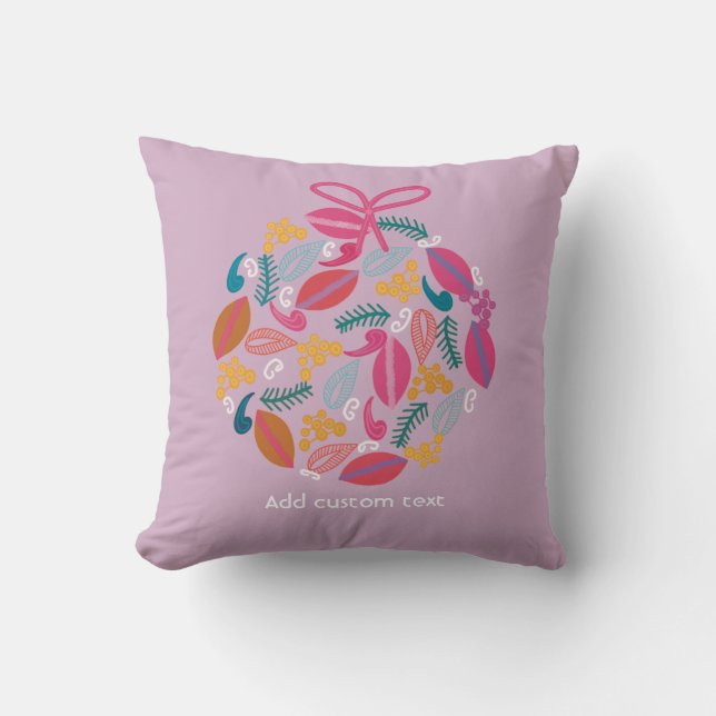 Coussin Personnalisé mignon poule rose de Noël (Recto)
