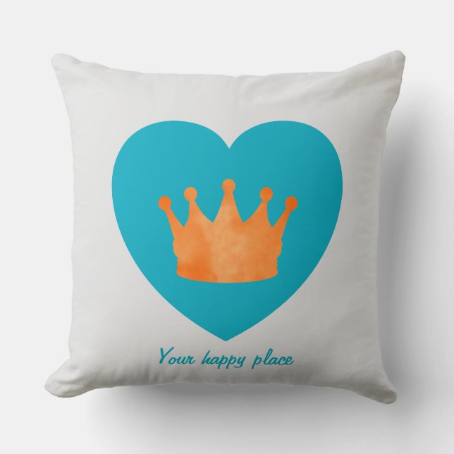 Coussin Personnalisé Minimal géométrique Orange Crown Blue (Recto)