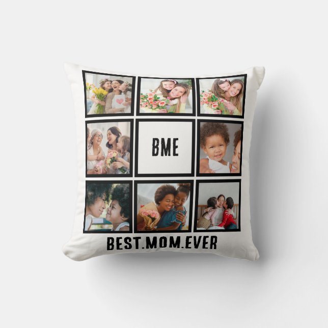 Coussin Personnalisé Moderne Meilleure Maman Ever 8 Photo  (Recto)