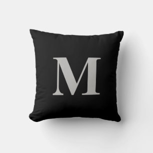 Coussin Personnalisé Monogramme initial Gris noir