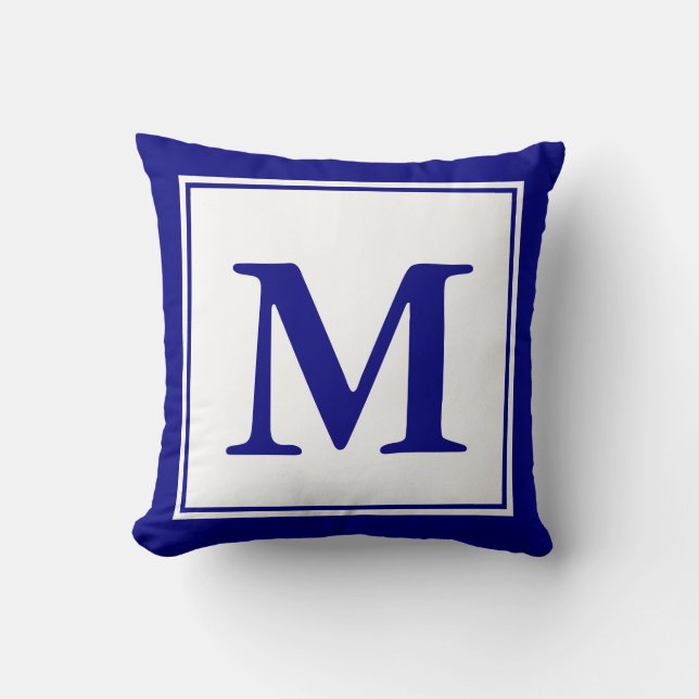 Coussin Personnalisé Monogramme Marine bleu et blanc (Recto)