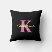 Coussin Personnalisé Monogramme Noir moderne (Verso)