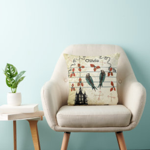 Coussin Personnalisé New Baby Girl's Room mignon Birds