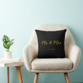 Coussin Personnalisé Noir avec Jaune Mr & Mrs (Chaise)