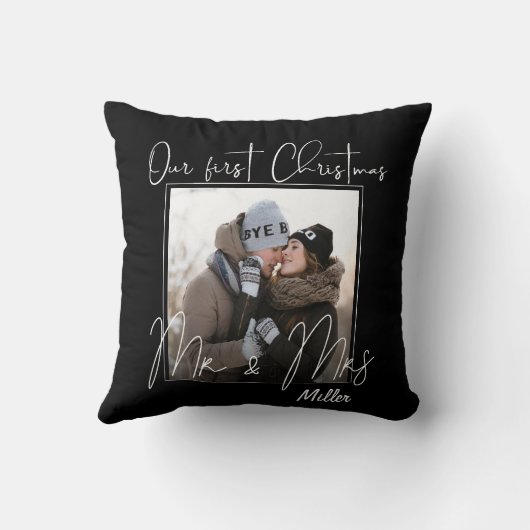 Coussin Personnalisé Notre Premier Noël en tant que M. et  (Verso)