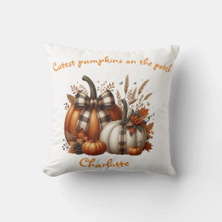 Coussin Personnalisé orange, blanc Citrouilles de chute, c