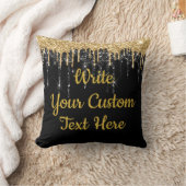 Coussin Personnalisé Paillettes Joli Noir et Or (Couverture)