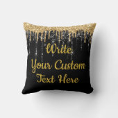 Coussin Personnalisé Paillettes Joli Noir et Or (Verso)