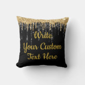 Coussin Personnalisé Paillettes Joli Noir et Or (Recto)