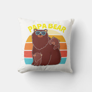 Coussin Personnalisé Papa Ours Père Enfants Noms Vintage T