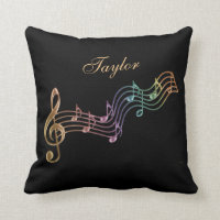 Coussin personnalisé par arc-en-ciel de notes