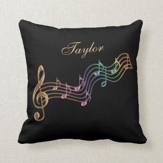 Coussin personnalisé par arc-en-ciel de notes