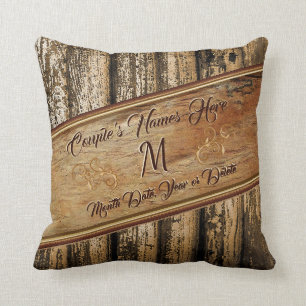 Coussin personnalisé par bois rustique de Faux de