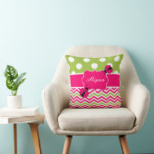 Coussin personnalisé par vert rose de coccinelle (Chaise)