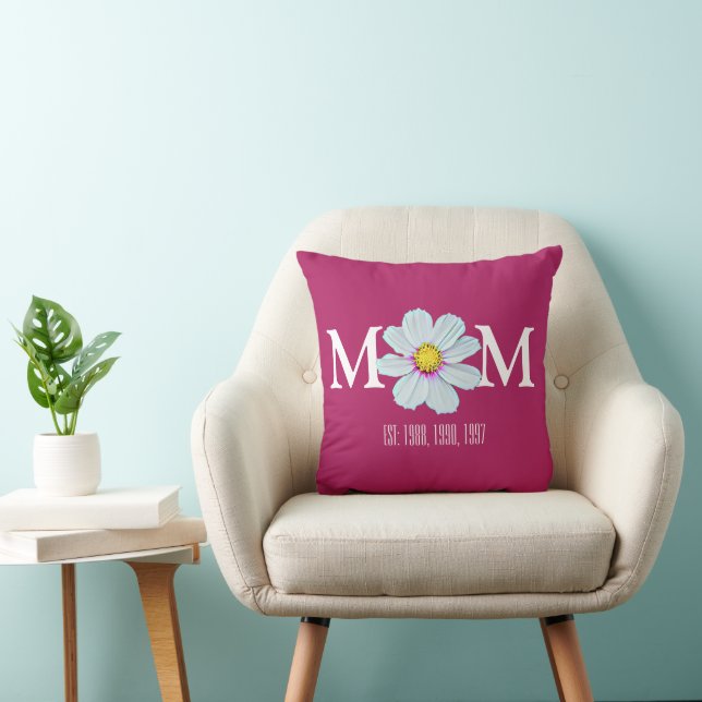 Coussin Personnalisé Peint rose & blanc Floral Maman Est (Chaise)