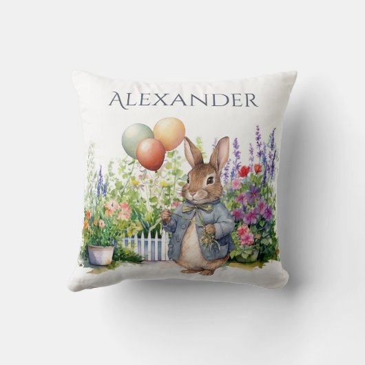 Coussin Personnalisé Pierre le jardin des ballons de lapin (Verso)