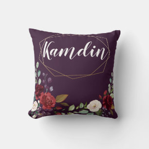Coussin personnalisé Plum violet Rose Gold Geometr