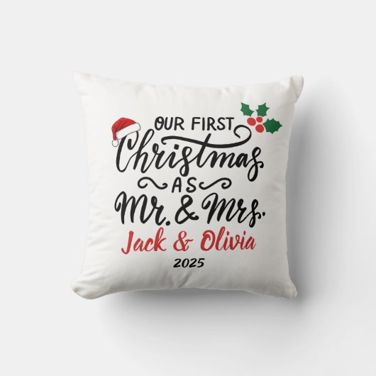Coussin Personnalisé Premier Noël en tant que M. & Mme Orn (Recto)