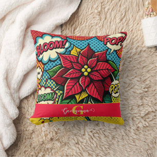 Coussin Personnalisé Retro Comic Livre Pop Art Poinsettia