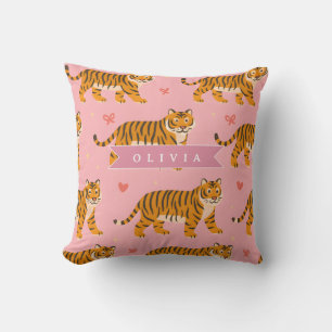 Coussin Personnalisé Rose Tigre Chic Branché Amusant Esthé