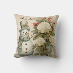 Coussin Personnalisé Russe Vintage Snowman Noël