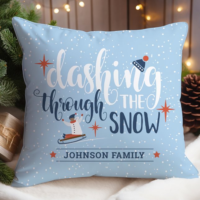 Coussin Personnalisé Se précipiter dans la neige Noël (Créateur téléchargé)